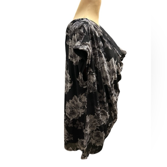 CATO Women's Gray Scale Rose Cowl Neck Bow Back Lined Tank Top Blouse Sz 22-24W - Picture 2 of 10